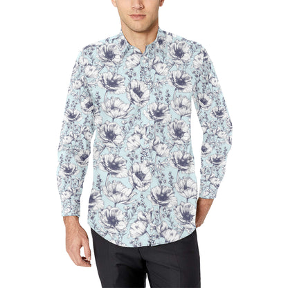 Anemone Pattern Print Design 02 Men's Long Sleeve Shirt