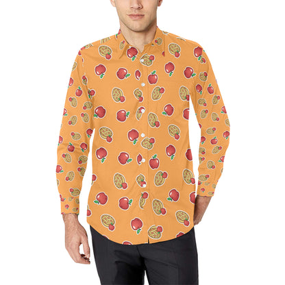 Apple Pie Pattern Print Design 02 Men's Long Sleeve Shirt