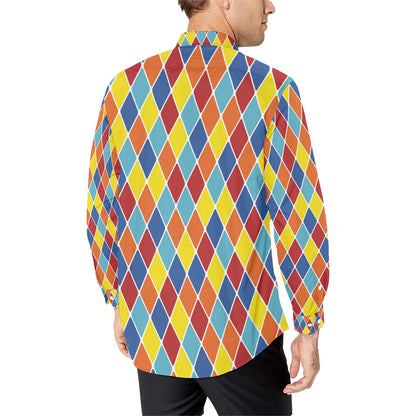Harlequin Pattern Print Design 01 Men's Long Sleeve Shirt