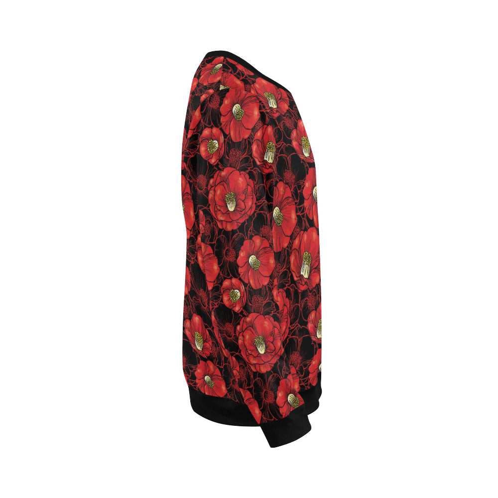 Camellia Pattern Print Design CM06 Men Long Sleeve Sweatshirt