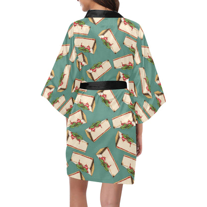 Cheesecake Pattern Print Design CK02 Women's Short Kimono