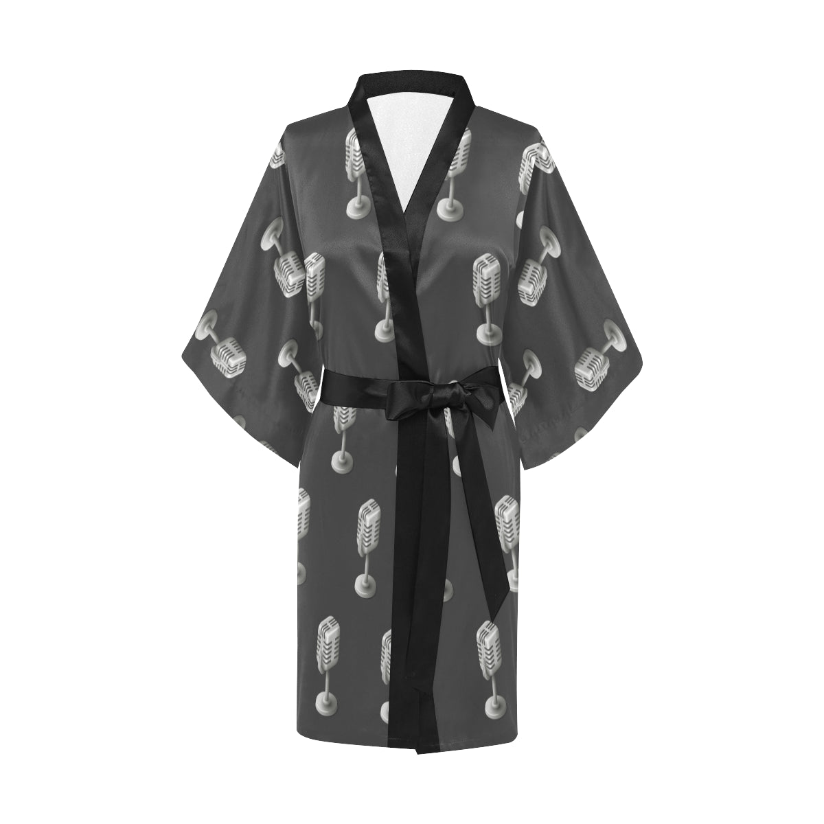 Microphone Vintage Pattern Print Design 01 Women's Short Kimono
