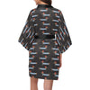 Dachshund Pattern Print Design 04 Women's Short Kimono