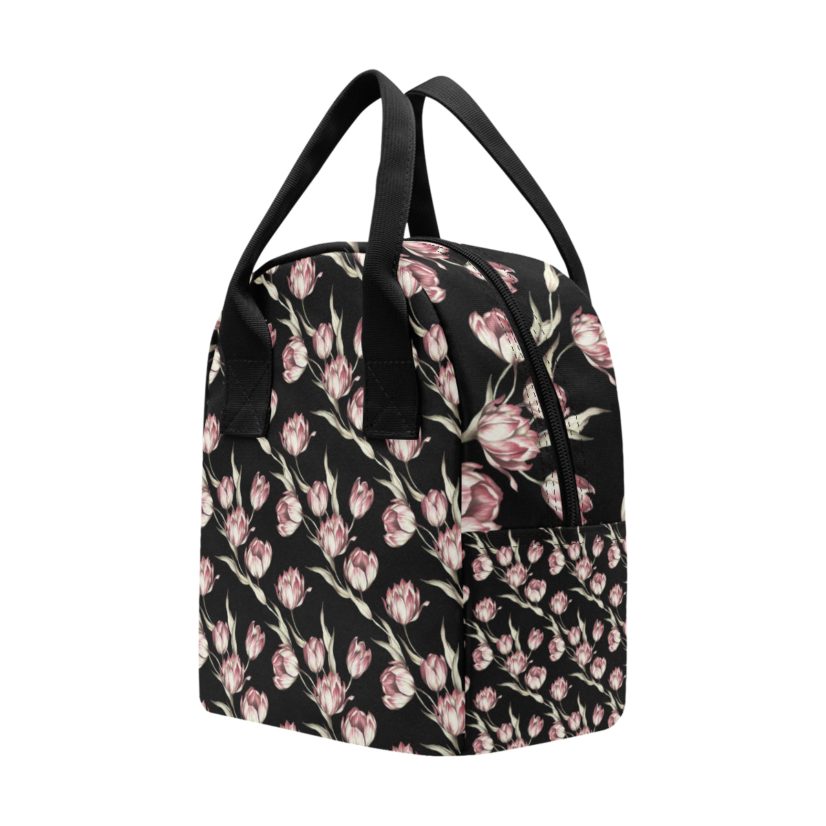 Tulip Pink Pattern Print Design TP02 Insulated Lunch Bag