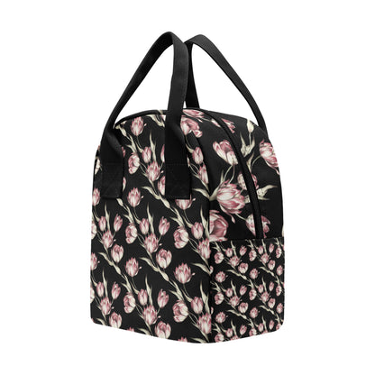 Tulip Pink Pattern Print Design TP02 Insulated Lunch Bag