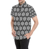 Calendar Aztec White Black Print Pattern Men's Short Sleeve Button Up Shirt