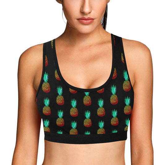 Pineapple Pattern Print Design A05 Sports Bra