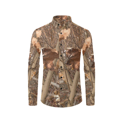 Camo Realistic Tree Forest Autumn Print Men's Long Sleeve Shirt