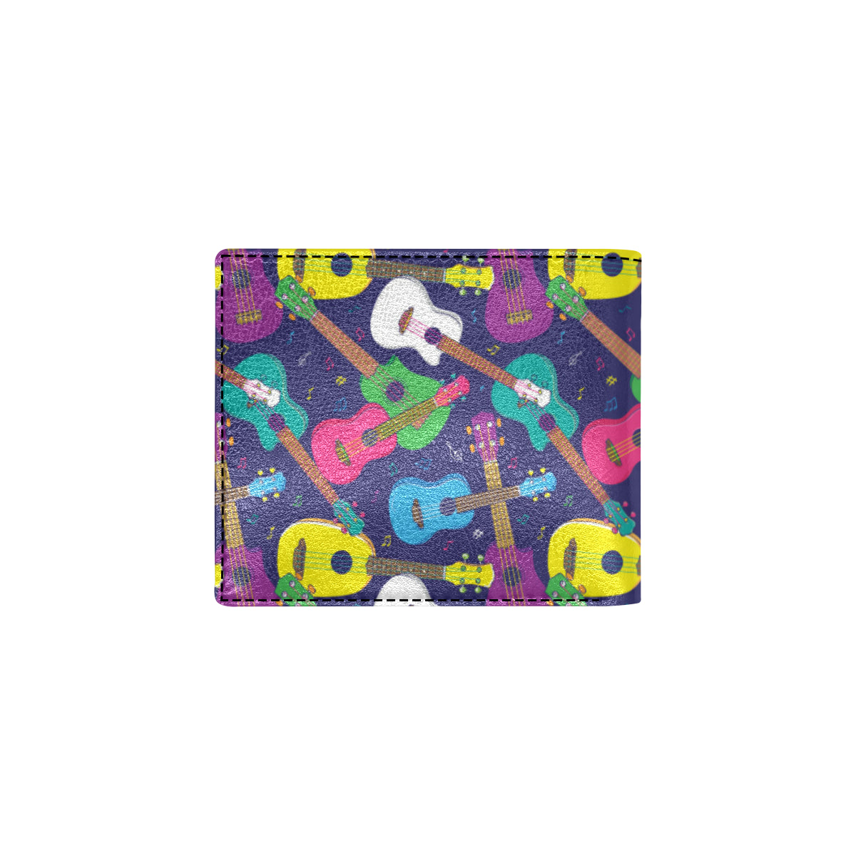 Ukulele Pattern Print Design 02 Men's ID Card Wallet