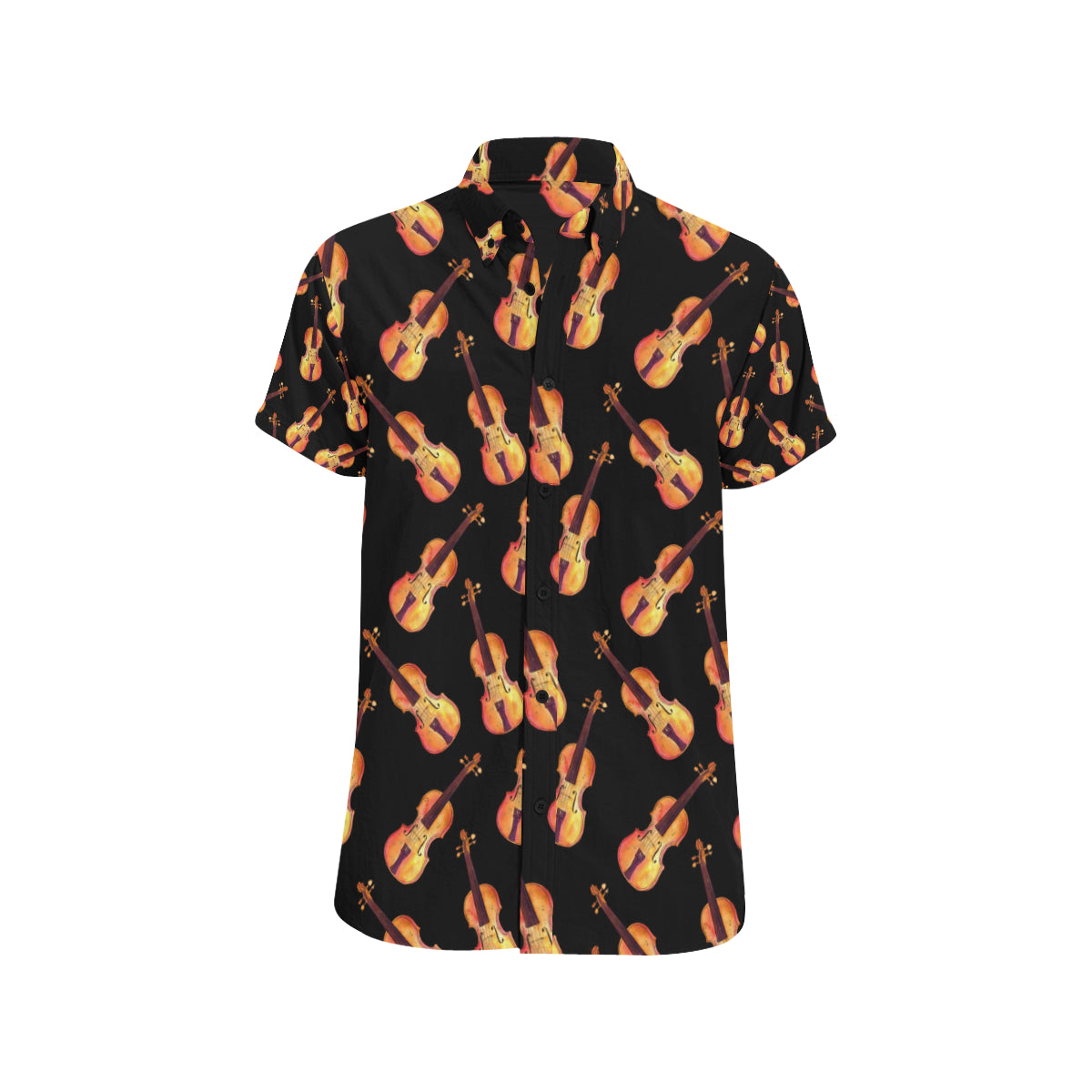 Violin Pattern Print Design 04 Men's Short Sleeve Button Up Shirt