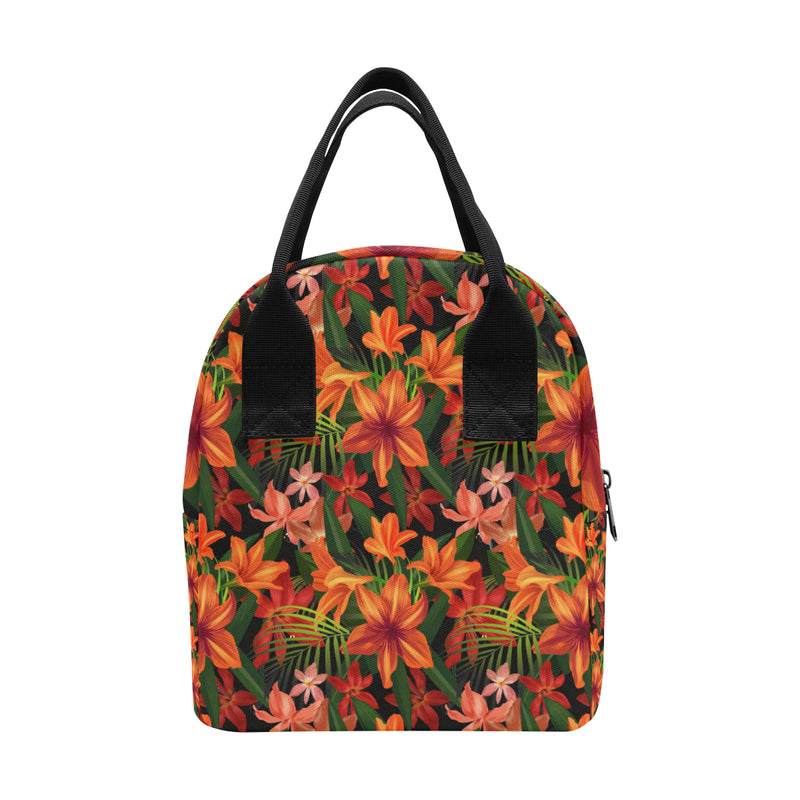 Amaryllis Pattern Print Design AL05 Insulated Lunch Bag