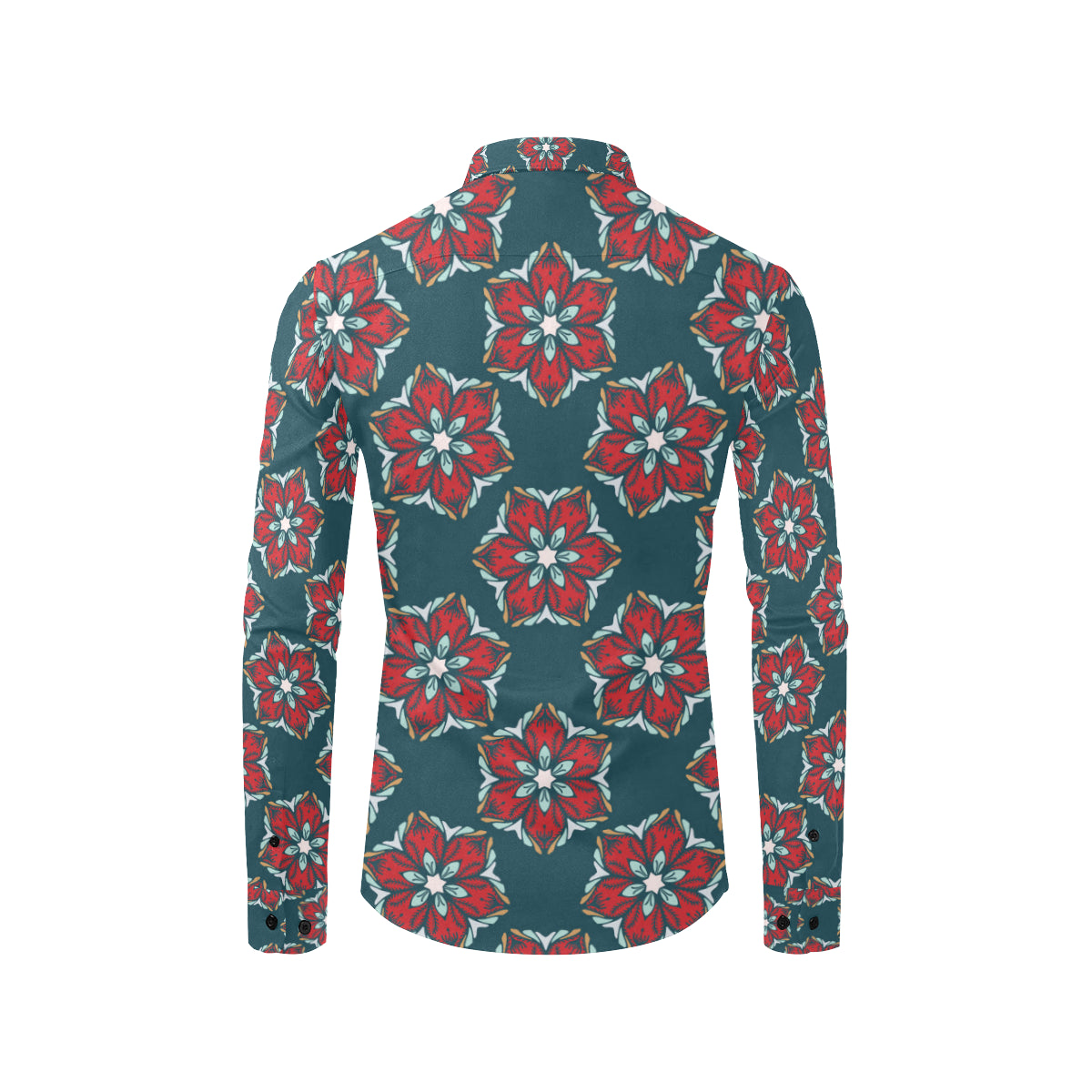 Poinsettia Pattern Print Design A03 Men's Long Sleeve Shirt