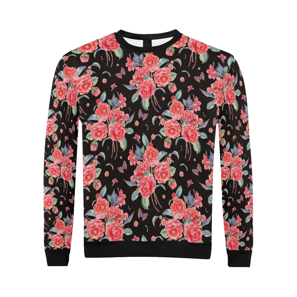 Camellia Pattern Print Design CM03 Men Long Sleeve Sweatshirt