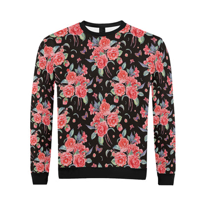 Camellia Pattern Print Design CM03 Men Long Sleeve Sweatshirt