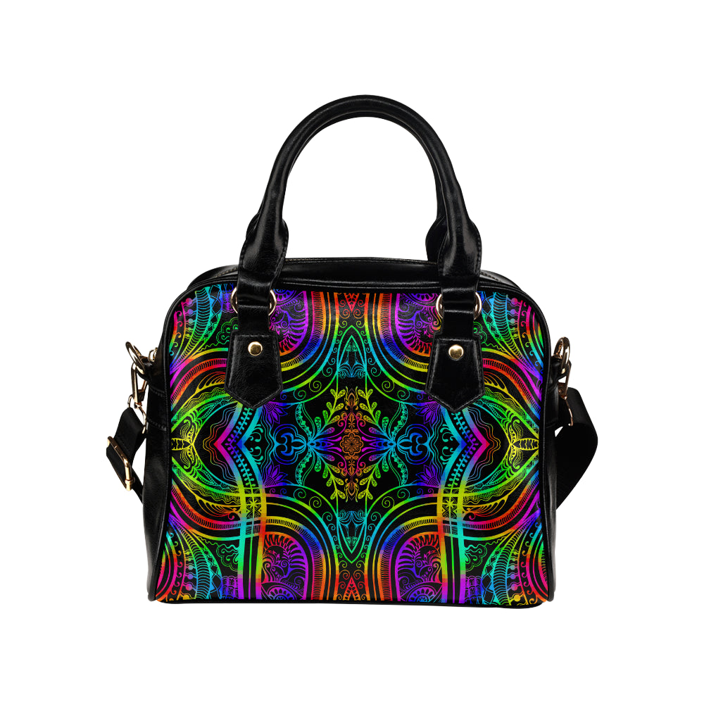 Neon Trible Rainbow Pattern Print Design A01 Shoulder Handbag