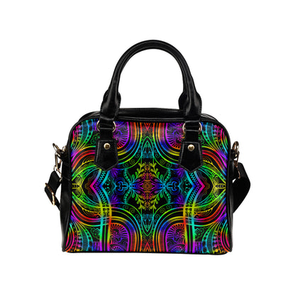 Neon Trible Rainbow Pattern Print Design A01 Shoulder Handbag