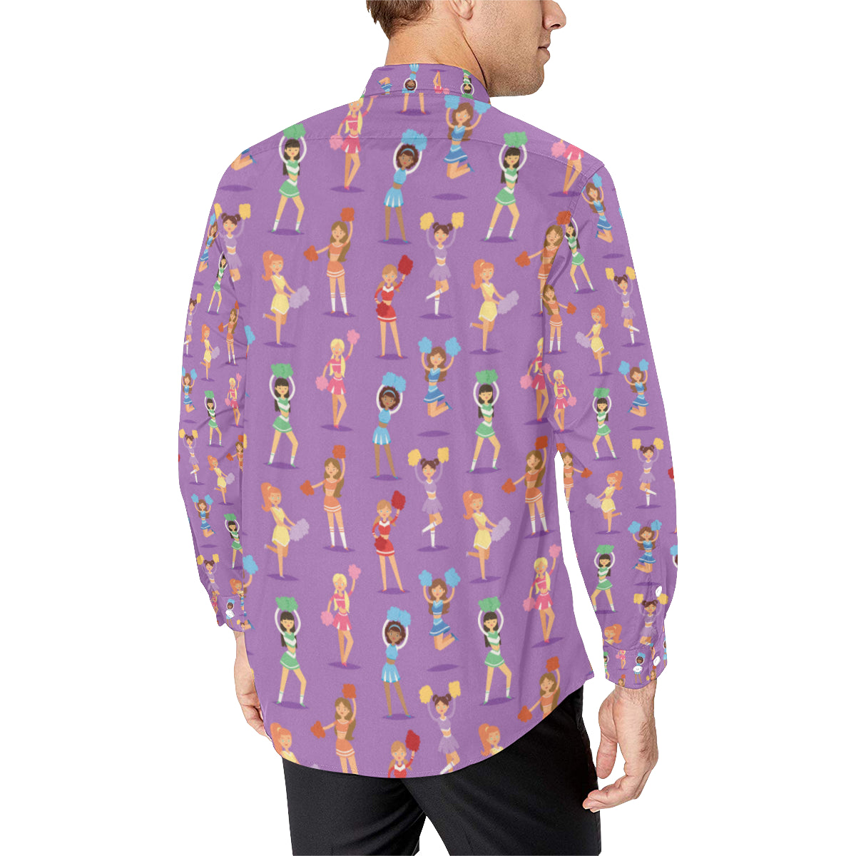 Cheerleader Pattern Print Design 02 Men's Long Sleeve Shirt