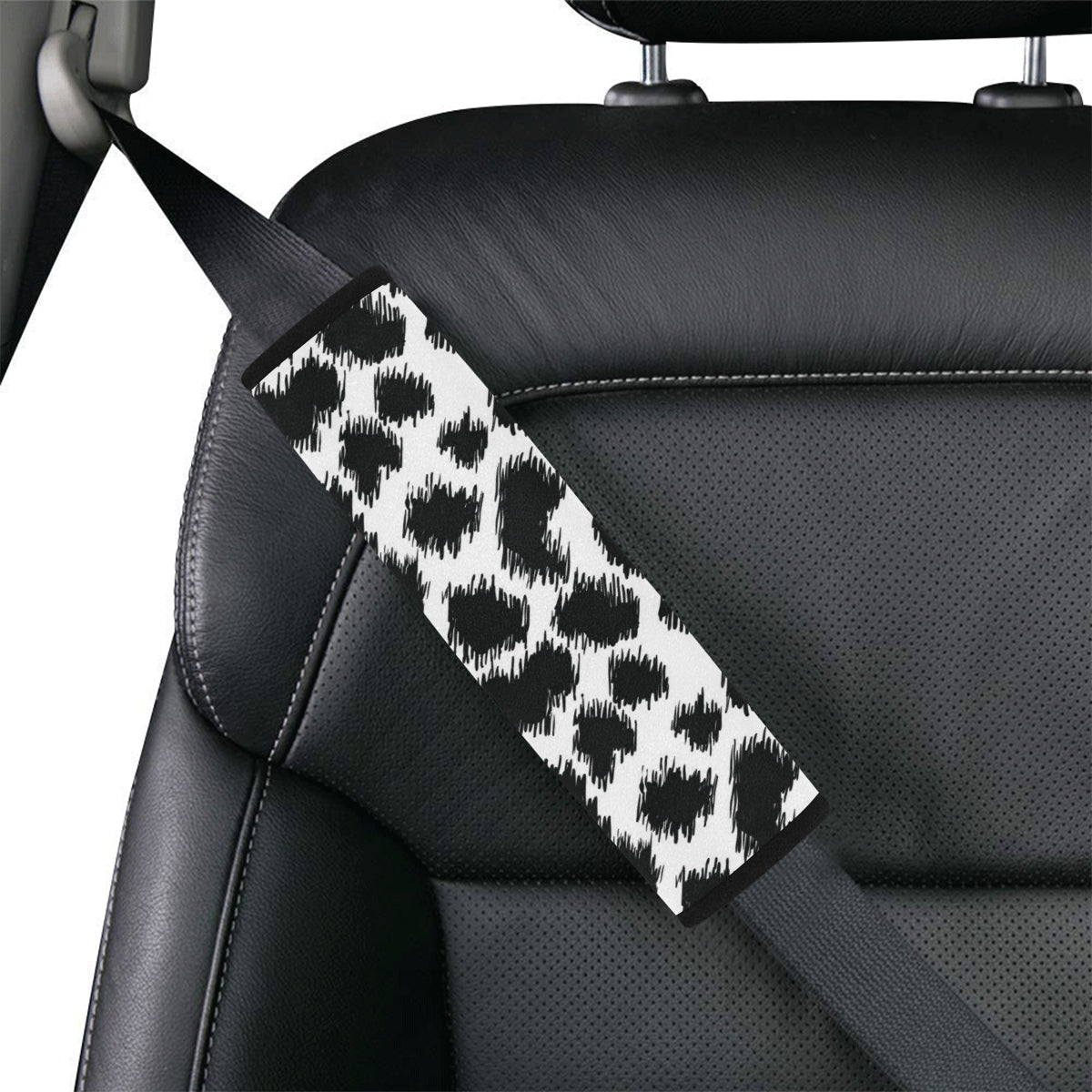 Cheetah Black Print Pattern Car Seat Belt Cover