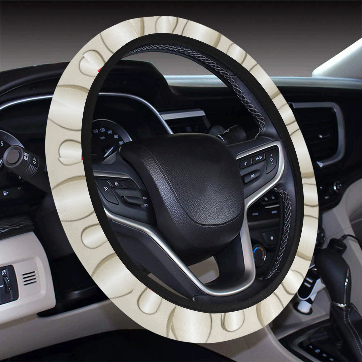 Bowling Pin Pattern Print Design 01 Steering Wheel Cover with Elastic Edge