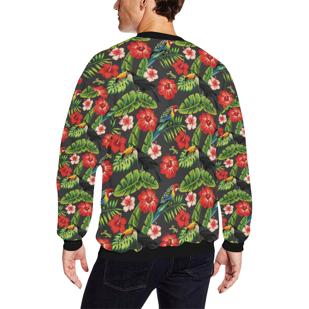 Tropical Flower Pattern Print Design TF04 Men Long Sleeve Sweatshirt