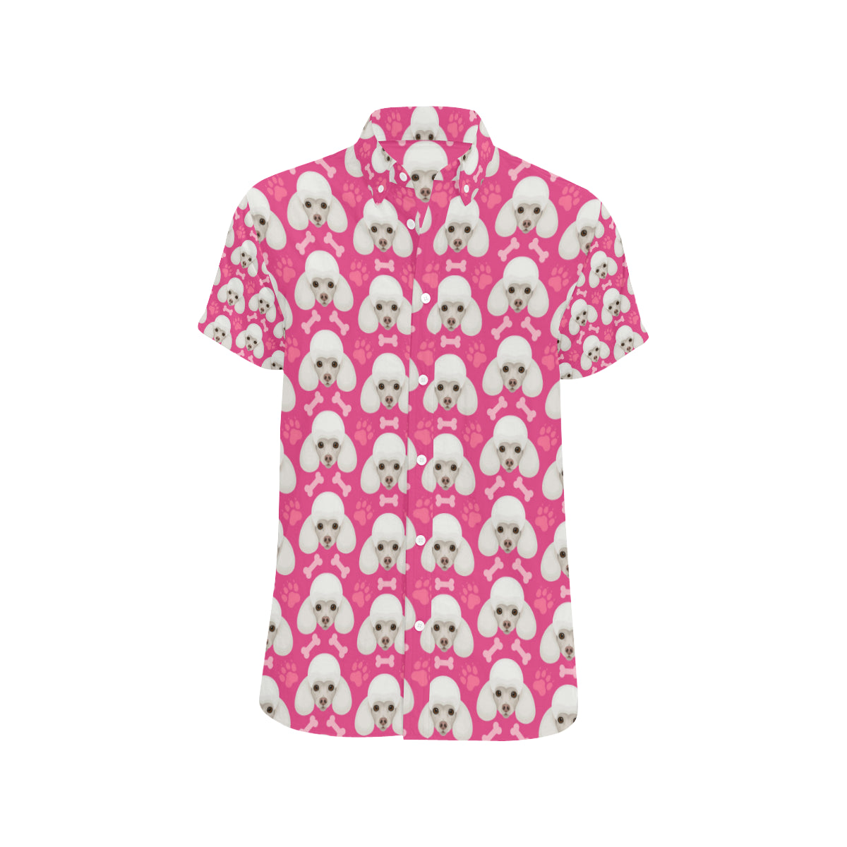 Poodle Pattern Print Design A04 Men's Short Sleeve Button Up Shirt