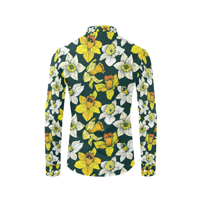 Daffodils Pattern Print Design DF02 Men's Long Sleeve Shirt