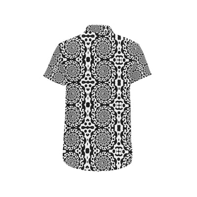 Yin Yang Spiral Design Print Men's Short Sleeve Button Up Shirt