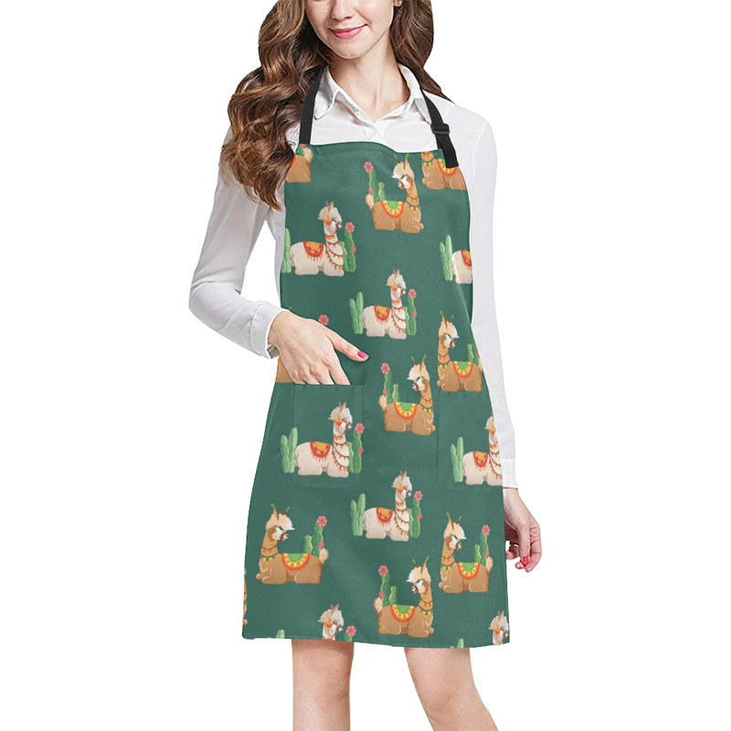 Llama Cactus Pattern Print Design 07 Apron with Pocket