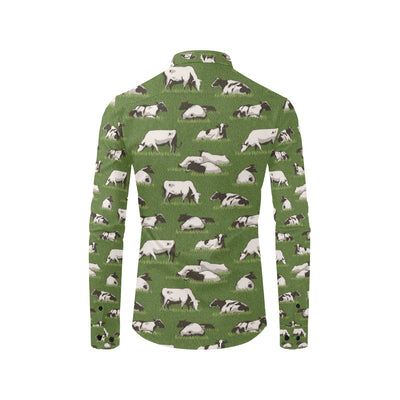 Cow on Grass Print Pattern Men's Long Sleeve Shirt