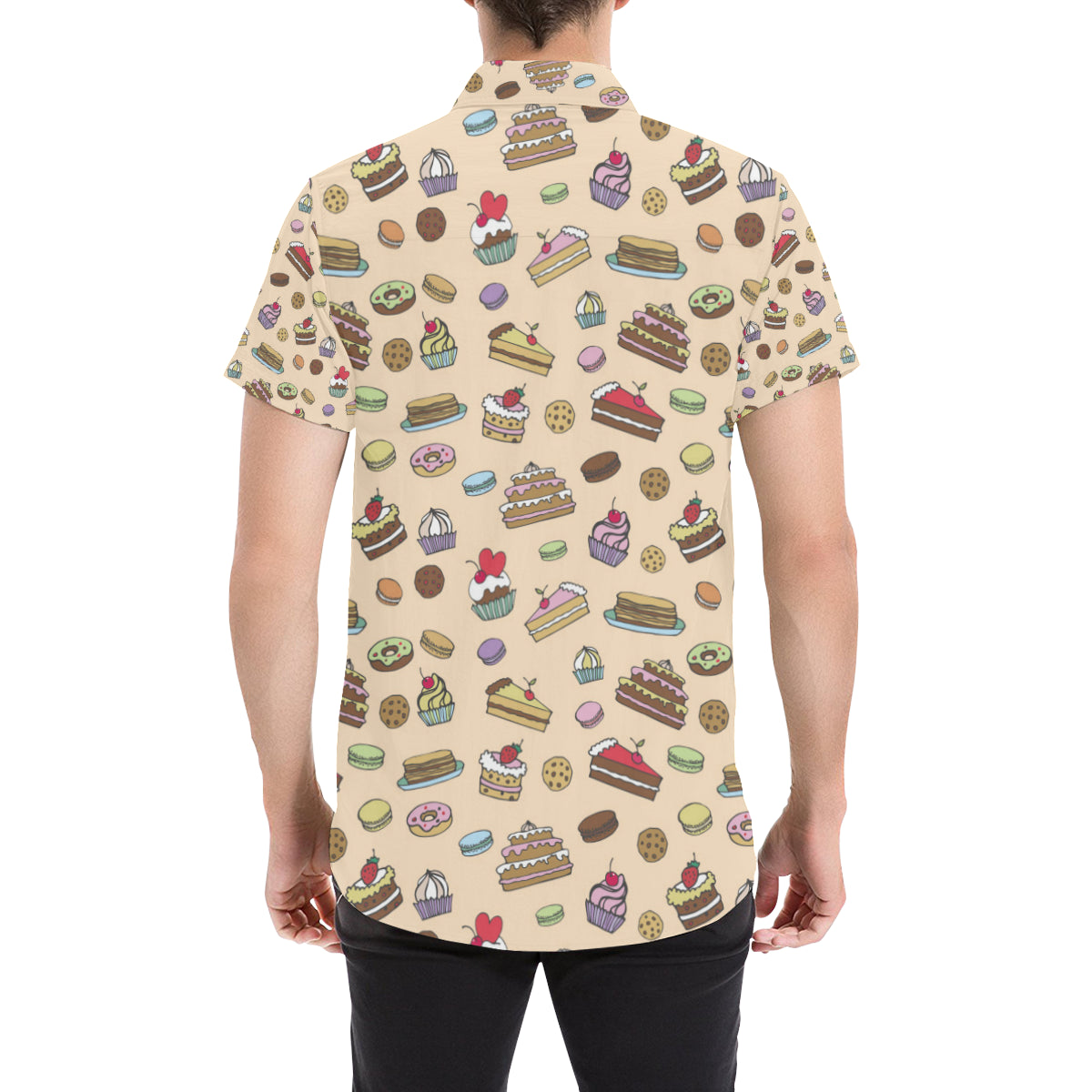 Cake Pattern Print Design 03 Men's Short Sleeve Button Up Shirt