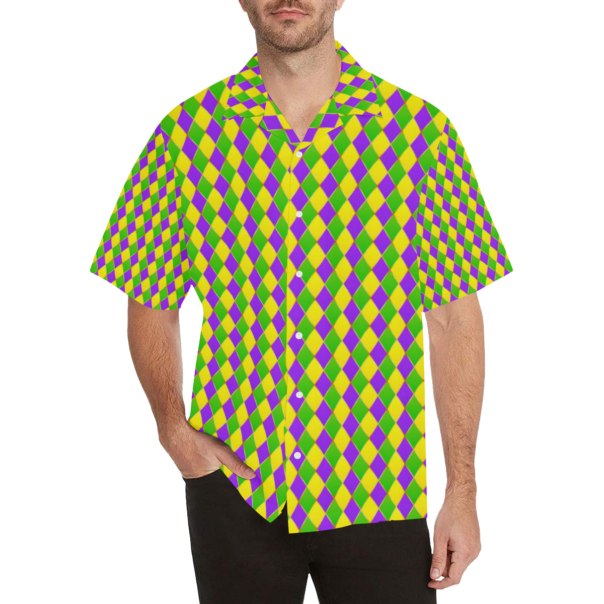 Mardi Gras Pattern Print Design 01 Men's Hawaiian Shirt