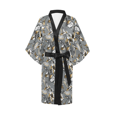 Hummingbird Pattern Print Design 02 Women's Short Kimono