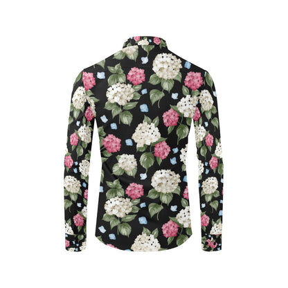 Hydrangea Pattern Print Design HD09 Men's Long Sleeve Shirt