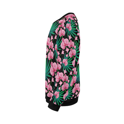 Orchid Pink Pattern Print Design OR06 Men Long Sleeve Sweatshirt