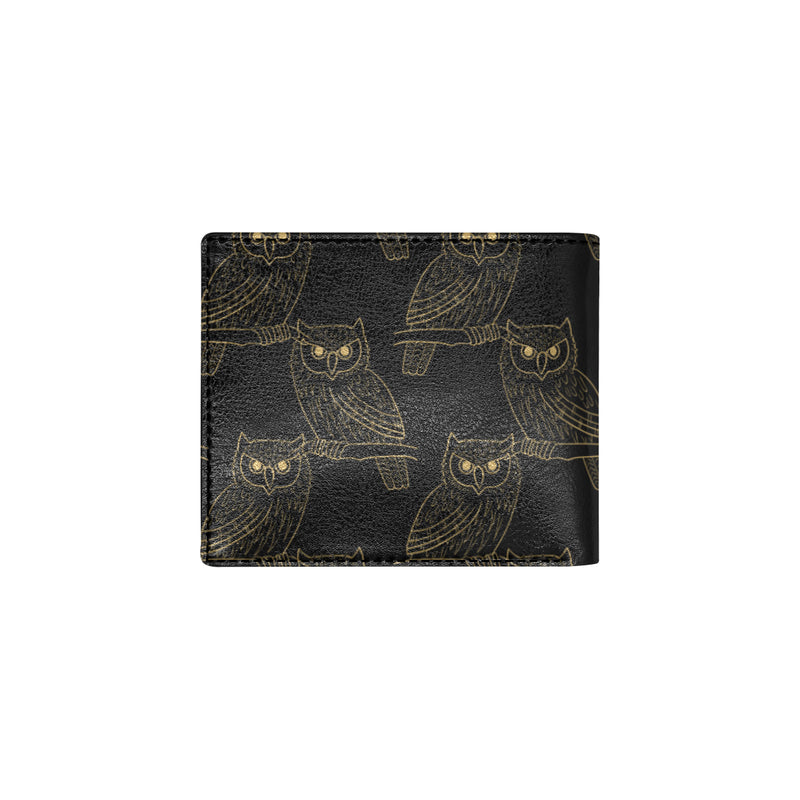 Gold Owl Pattern Men's ID Card Wallet