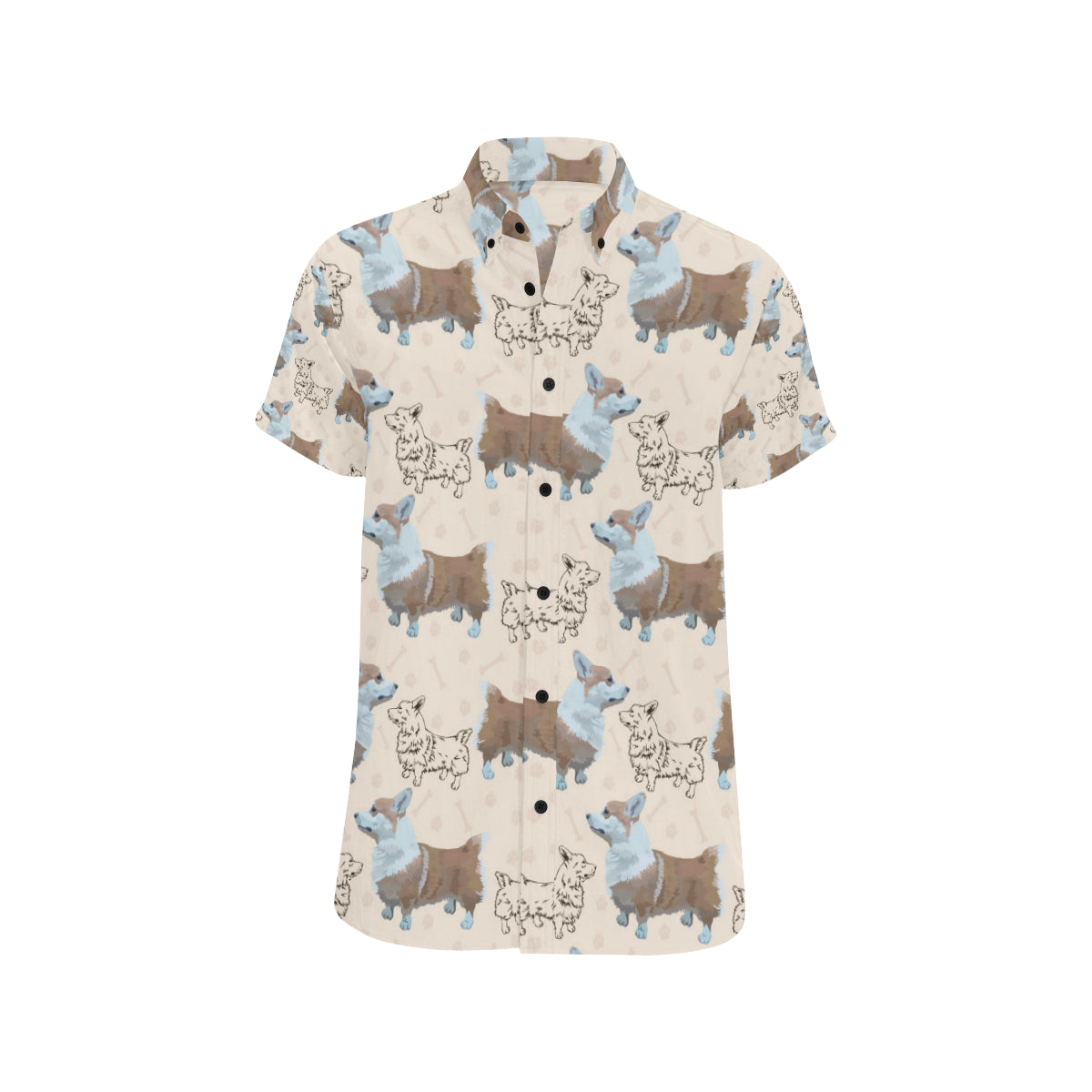 Pembroke Welsh Corgis Pattern Print Design A03 Men's Short Sleeve Button Up Shirt