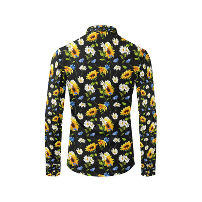 Sunflower Chamomile Bright Color Print Men's Long Sleeve Shirt
