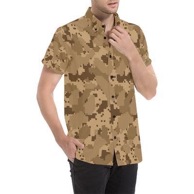 ACU Desert Digital Pattern Print Design 01 Men's Short Sleeve Button Up Shirt