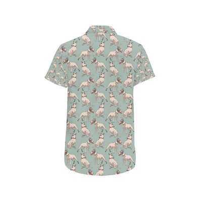 Bull Terrier Cute Print Pattern Men's Short Sleeve Button Up Shirt