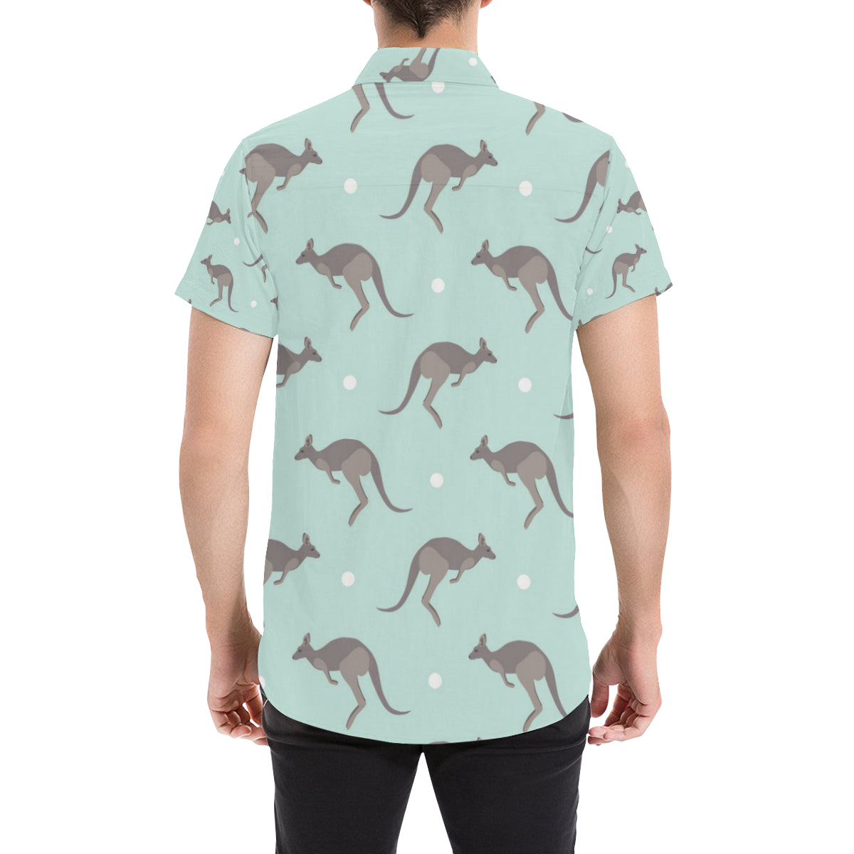 Kangaroos Pattern Print Design 04 Men's Short Sleeve Button Up Shirt