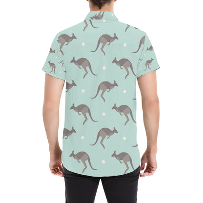 Kangaroos Pattern Print Design 04 Men's Short Sleeve Button Up Shirt