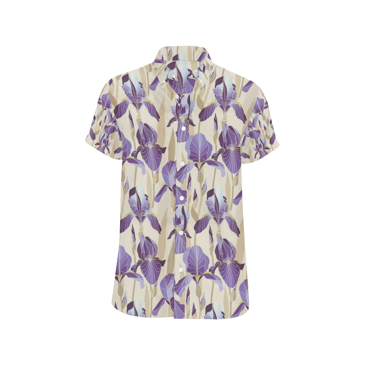 Iris Pattern Print Design IR02 Men's Short Sleeve Button Up Shirt