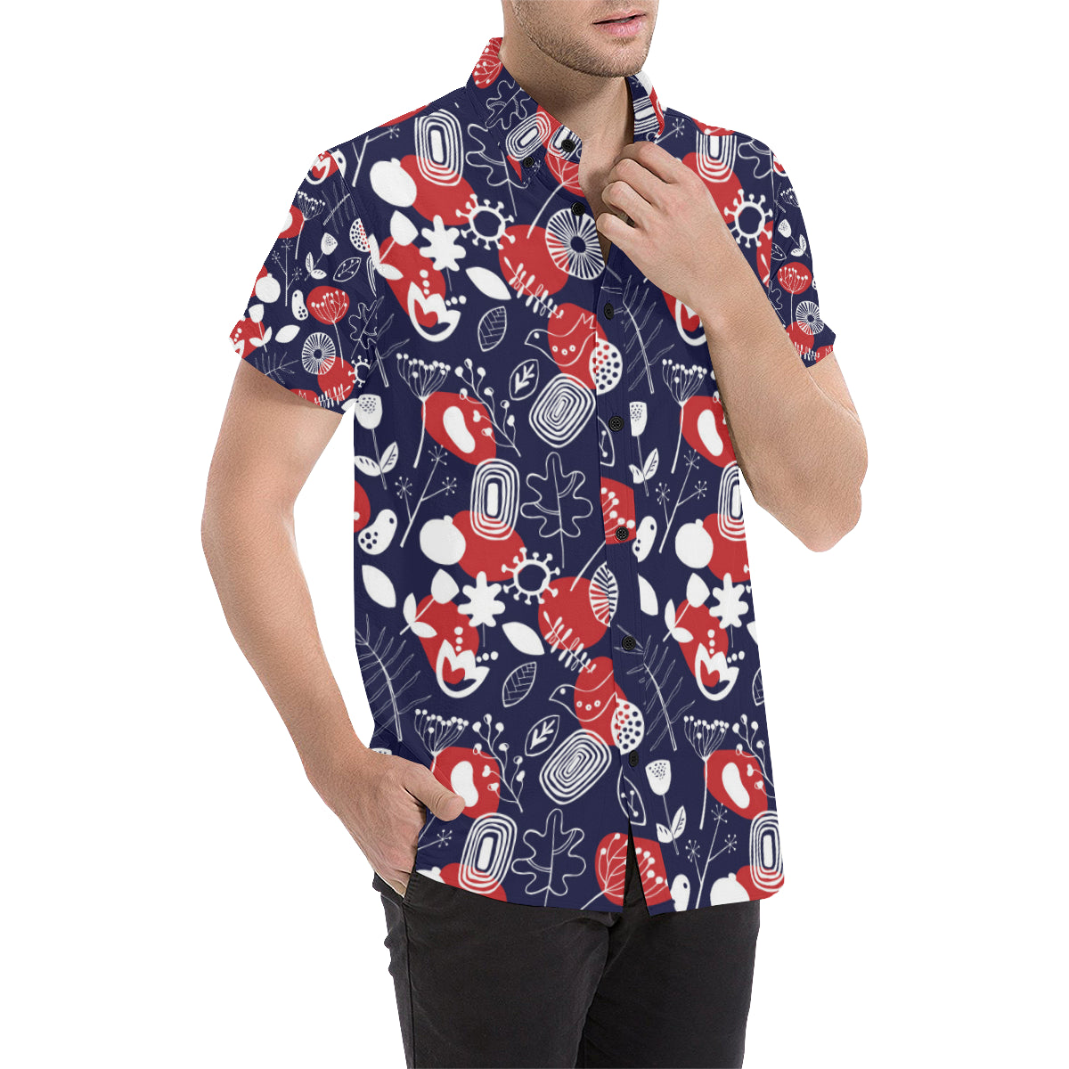 Nordic Pattern Print Design A02 Men's Short Sleeve Button Up Shirt