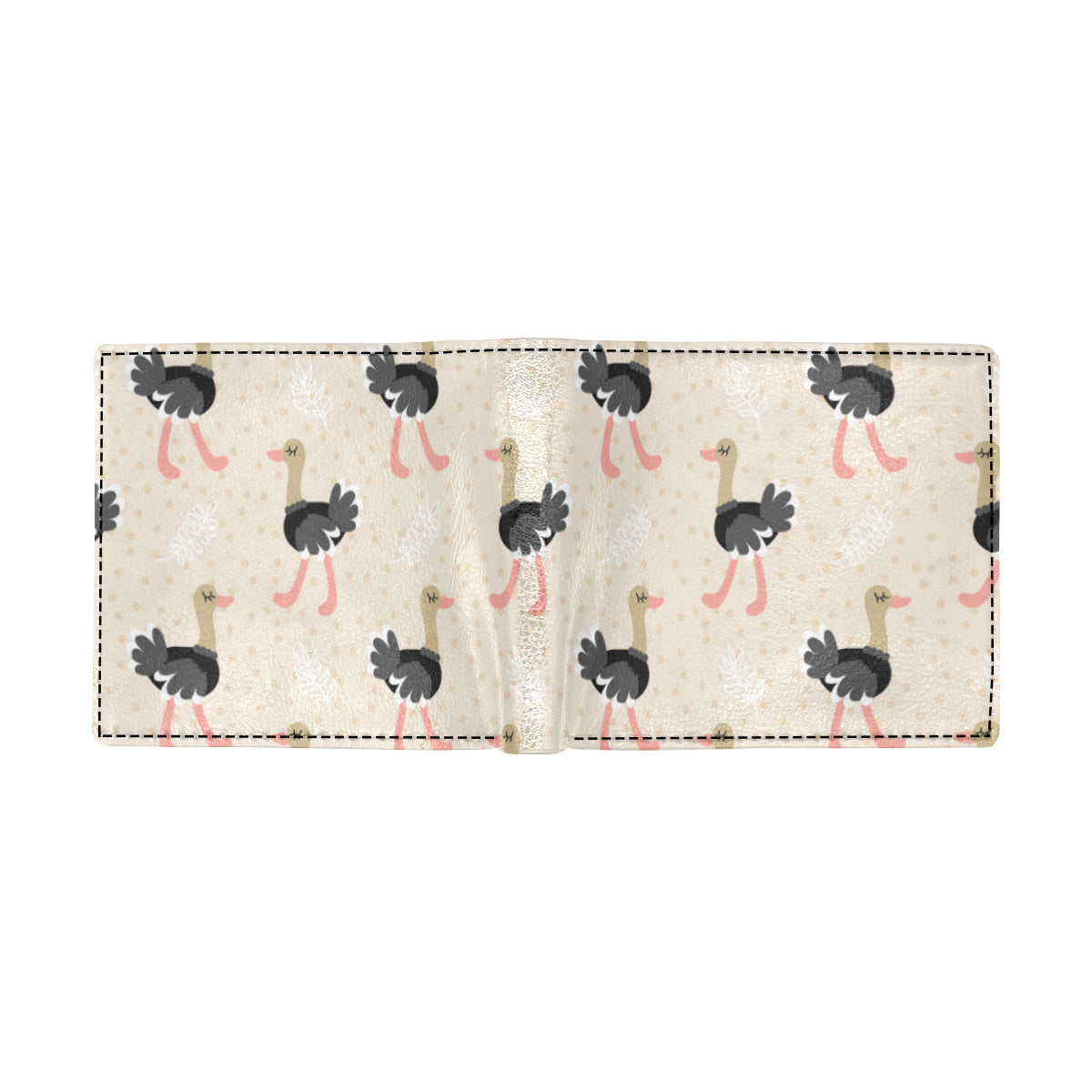 Ostrich Pattern Print Design 02 Men's ID Card Wallet