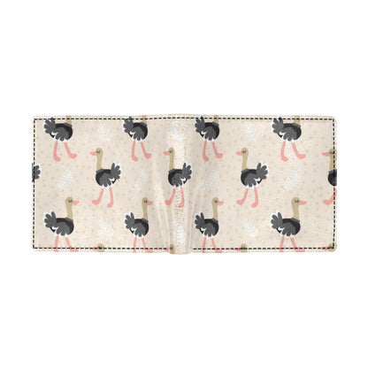 Ostrich Pattern Print Design 02 Men's ID Card Wallet