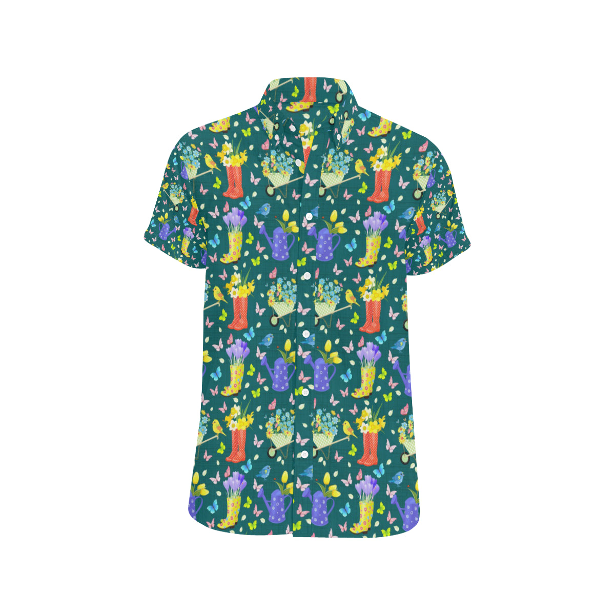 Gardening Pattern Print Design G08 Men's Short Sleeve Button Up Shirt