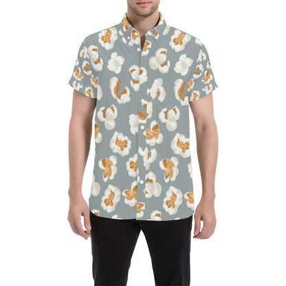Popcorn Pattern Print Design A05 Men's Short Sleeve Button Up Shirt