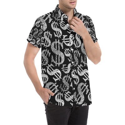 Money Pattern Print Design 02 Men's Short Sleeve Button Up Shirt