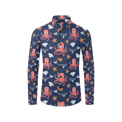 Octopus Pattern Print Design A04 Men's Long Sleeve Shirt