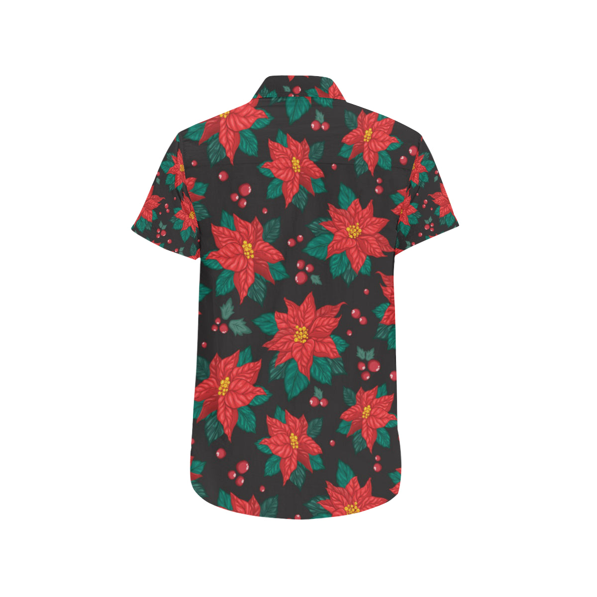 Poinsettia Pattern Print Design POT07 Men's Short Sleeve Button Up Shirt